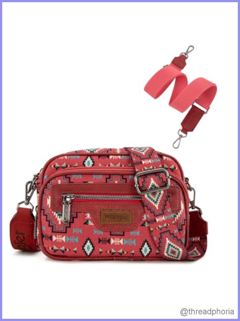 Canvas Aztec Crossbody Bag with Dual Detachable Straps, Multi-Pocket Purse